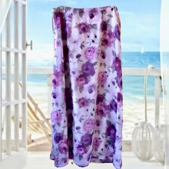 Dressbarn Vintage 90's OUTFIT Floral Skirt + Blouse Jacket + Scarf - Picture 11 of 12